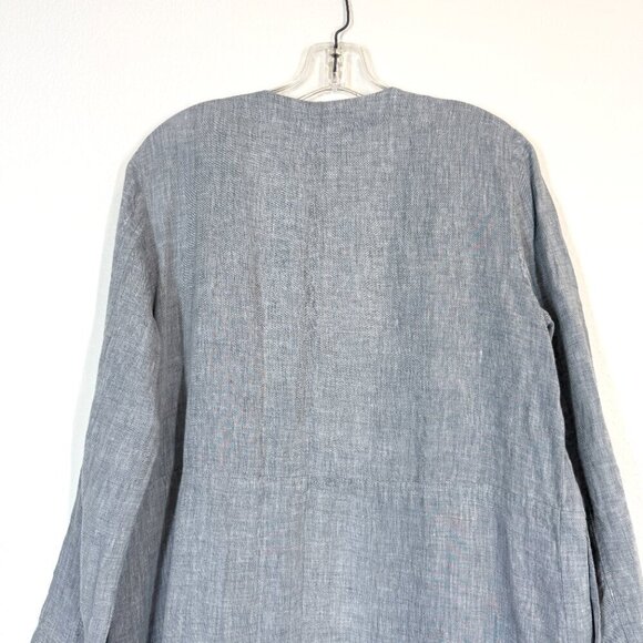 Eileen Fisher Linen Jacket Gray Blue Cardigan Lagenlook Capsule Small - Picture 4 of 11